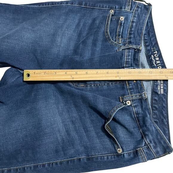 Torrid Womens 10-14 (30X29) Trio Fit Slim Boot Limitless Stretch Dark Blue Denim - Picture 12 of 14